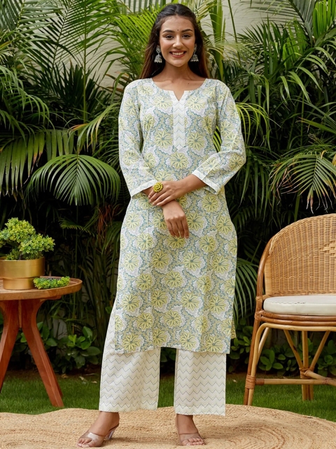 NANGALIA RUCHIRA Women Green Floral Printed Pure Cotton Kurta with Palazzos & Dupatta
NANGALIA RUCHIRA Women Green Floral Printed Pure Cotton Kurta with Palazzos & Dupatta