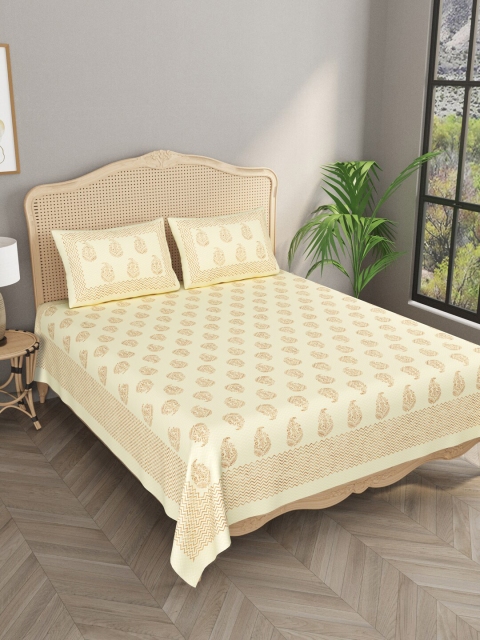 Gulaab Jaipur Beige & Gold-Toned Ethnic Motifs King Bedsheet with 2 Pillow Cotton Covers
Gulaab Jaipur Beige & Gold-Toned Ethnic Motifs King Bedsheet with 2 Pillow Cotton Covers