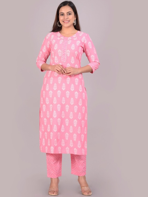 Senyora Women Pink Floral Printed Pure Cotton Straight Kurta with Trousers & With Dupatta
Senyora Women Pink Floral Printed Pure Cotton Straight Kurta with Trousers & With Dupatta