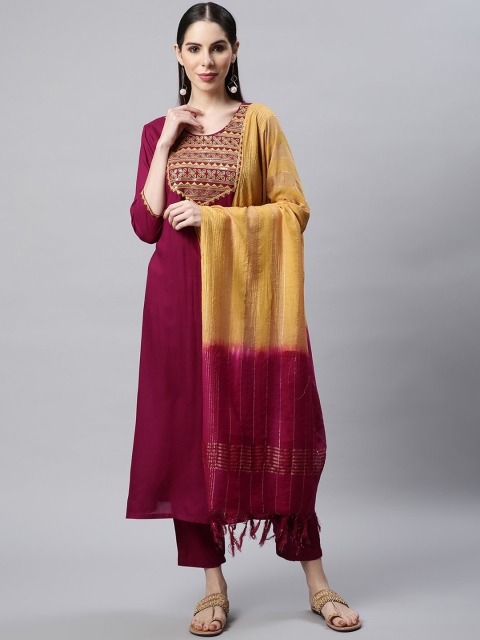 Sringam Women Purple Ethnic Motifs Embroidered Thread Work Kurta with Trousers & Dupatta
Sringam Women Purple Ethnic Motifs Embroidered Thread Work Kurta with Trousers & Dupatta