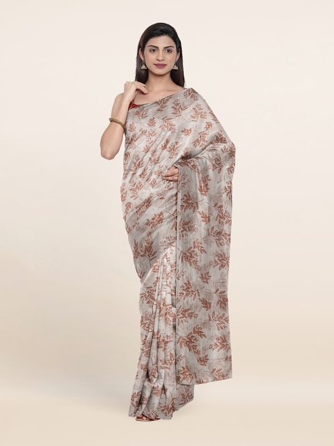 Pothys Floral Saree, Grey