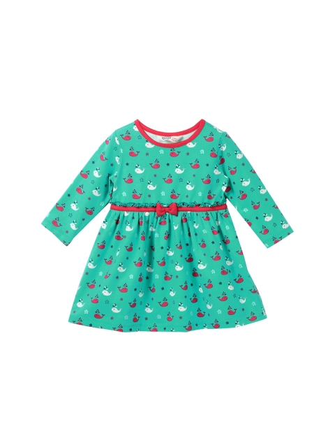 Beebay Girls Green Printed Fit & Flare Dress