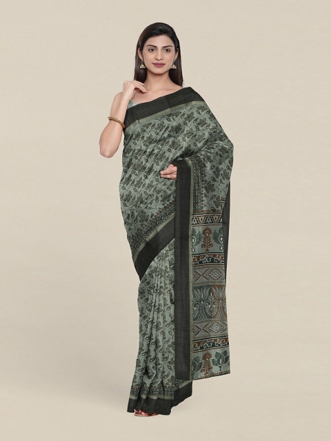 Pothys Green & Red Floral Saree