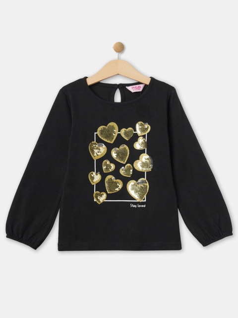 R&B Girls Embellished Top, Black
