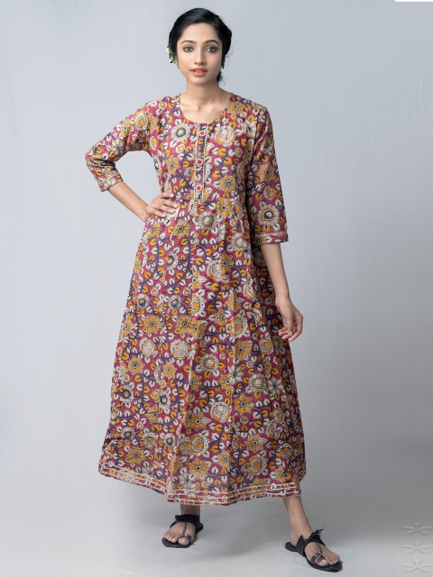 Unnati Silks Women Floral Printed Gotta Patti Anarkali Kurta, Purple