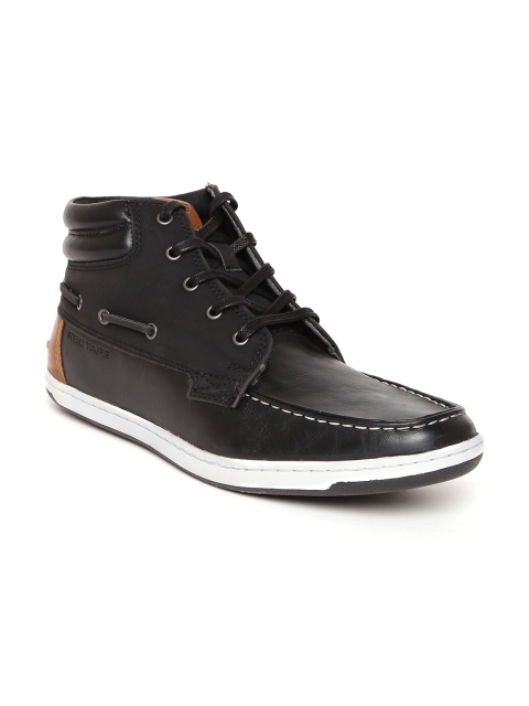 Red Tape Men Black Mid-Top Sneakers