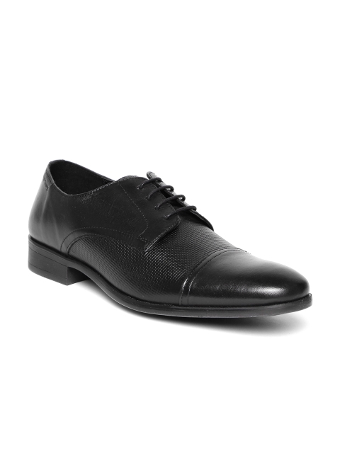 Red Tape Men Black Leather Derbys