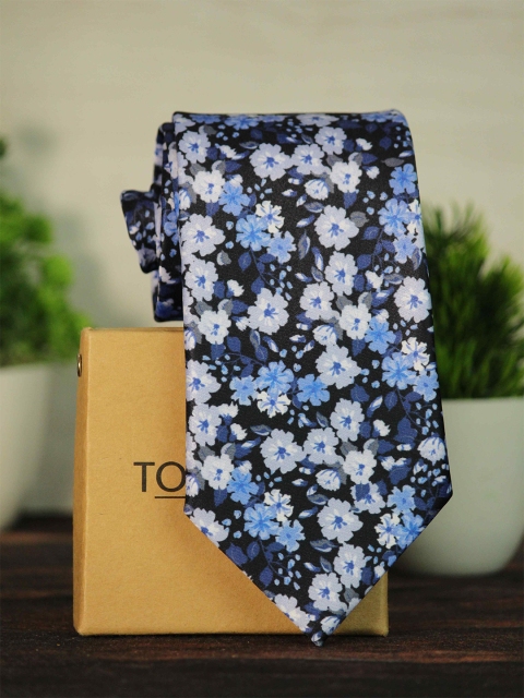 Tossido Men Blue & White Printed Broad Tie