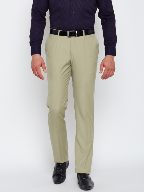 Blackberrys Men Beige Sharp Fit Solid Formal Trousers