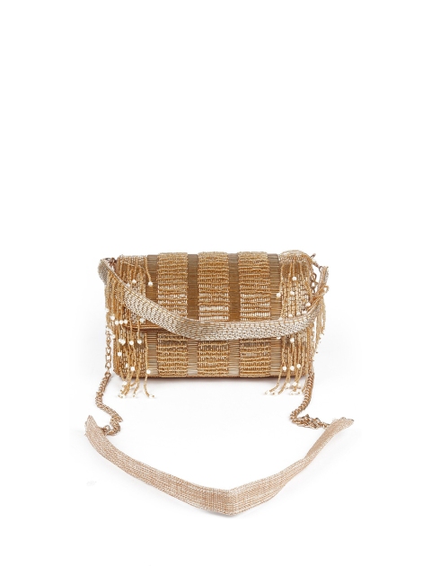 ODETTE Gold-Toned Embellished Foldover Clutch