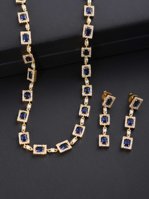 Tistabene Gold Plated Artificial Stone-Studded Jewellery Set