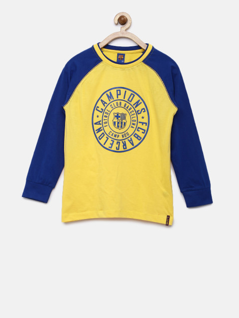 Barcelona Boys Yellow & Navy Printed Round Neck T-shirt 
Barcelona Boys Yellow & Navy Printed Round Neck T-shirt