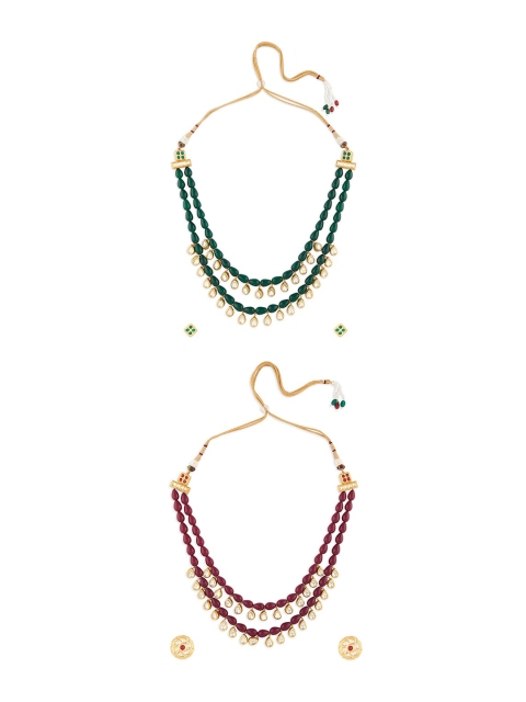 Ahaanya Women Set Of 2 Hydro Green Onyx Drops with Hydro Polkis & Hydro Ruby Drops Jewellery Set, Red
Ahaanya Women Set Of 2 Hydro Green Onyx Drops with Hydro Polkis & Hydro Ruby Drops Jewellery Set, Red