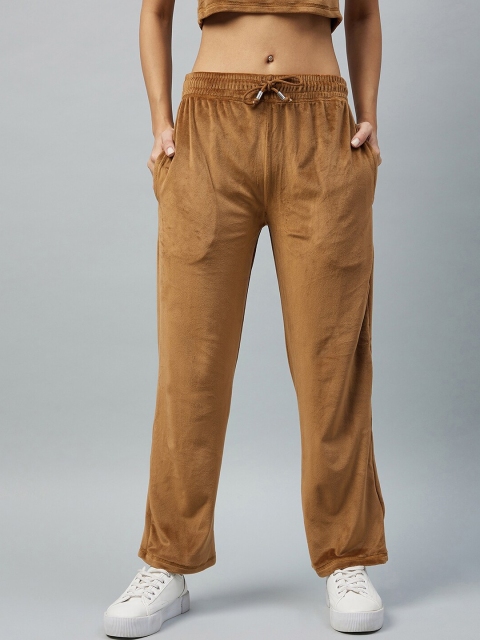DELAN Women Brown Solid Track Pants