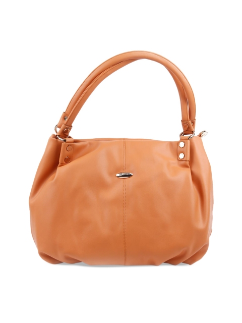 ODETTE Women Orange PU Oversized Swagger Tote Bag