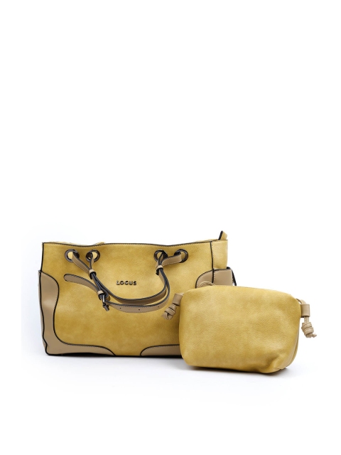 ODETTE Women Yellow Textured PU Oversized Structured Shoulder Bag