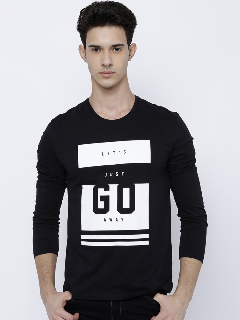 LOCOMOTIVE Men Black Printed Slim Fit T-shirt