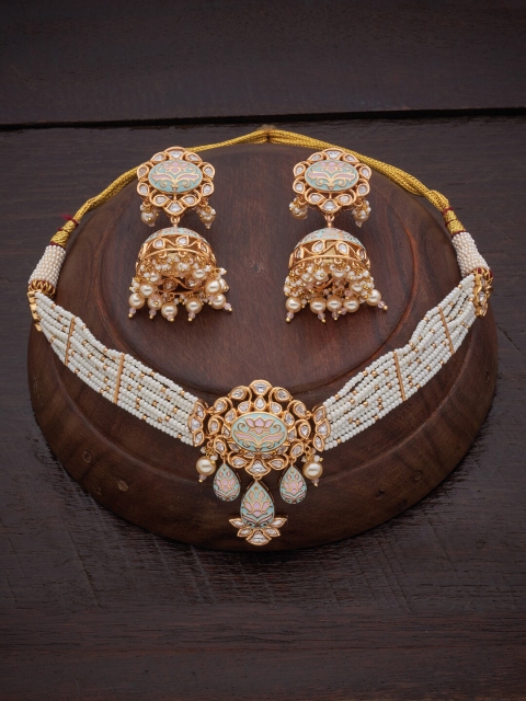 Kushal's Fashion Jewellery Women Gold-Plated Pink Kundan-Studded Jewellery Set, White
Kushal's Fashion Jewellery Women Gold-Plated Pink Kundan-Studded Jewellery Set, White
