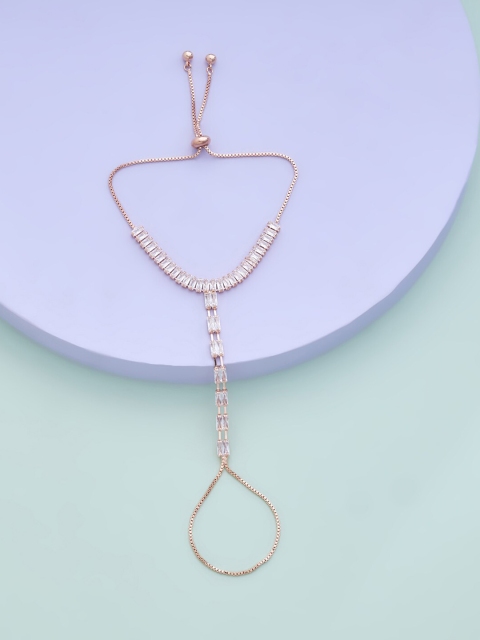 Kushal's Fashion Jewellery Women Rose Gold Cubic Zirconia Rose Gold-Plated Ring Bracelet
Kushal's Fashion Jewellery Women Rose Gold Cubic Zirconia Rose Gold-Plated Ring Bracelet