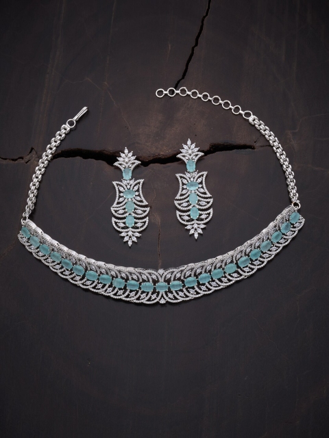 Kushal's Fashion Jewellery Women Rhodium Plated Sea Green CZ Stone Studded Jewellery Set
Kushal's Fashion Jewellery Women Rhodium Plated Sea Green CZ Stone Studded Jewellery Set