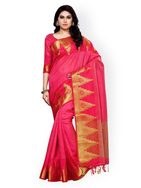 MIMOSA by Kupinda Pink Tussar Silk Solid Banarasi Saree