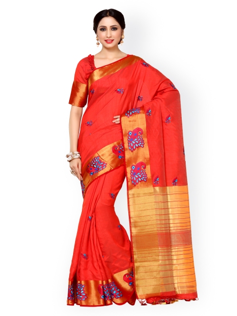 MIMOSA by Kupinda Red Tussar Silk Woven Design Kanjeevaram Saree