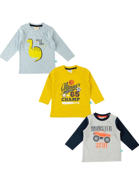 JusCubs Boys Pack of 3 Typography Printed Cotton T-shirt, Blue