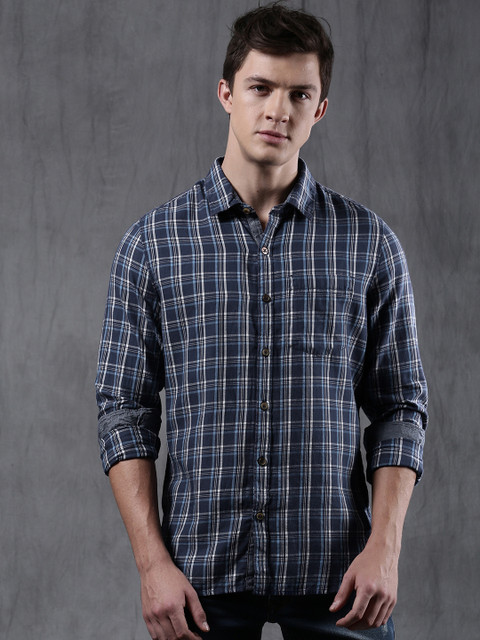 WROGN Men Navy Blue & White Slim Fit Checked Casual Shirt
WROGN Men Navy Blue & White Slim Fit Checked Casual Shirt