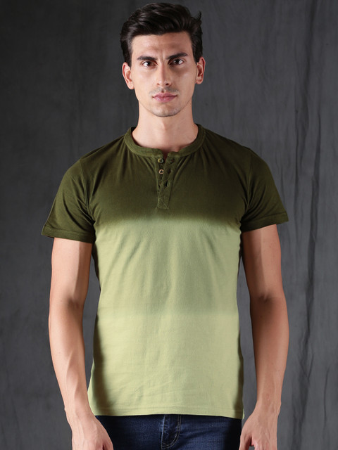 WROGN Men Olive Green Dyed Henley Neck T-shirt
WROGN Men Olive Green Dyed Henley Neck T-shirt