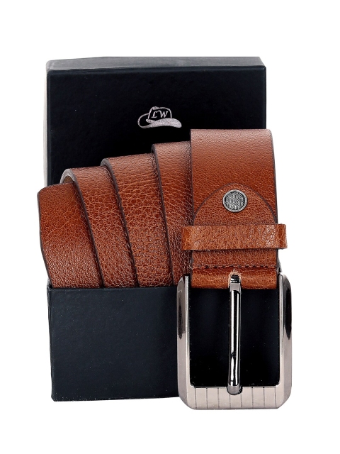 Leather World Men Tan Textured Leather Formal Belt