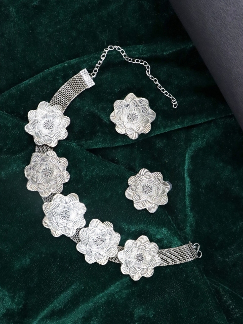 Krelin Silver-Toned Oxidised Brass-Plated Jewellery Set