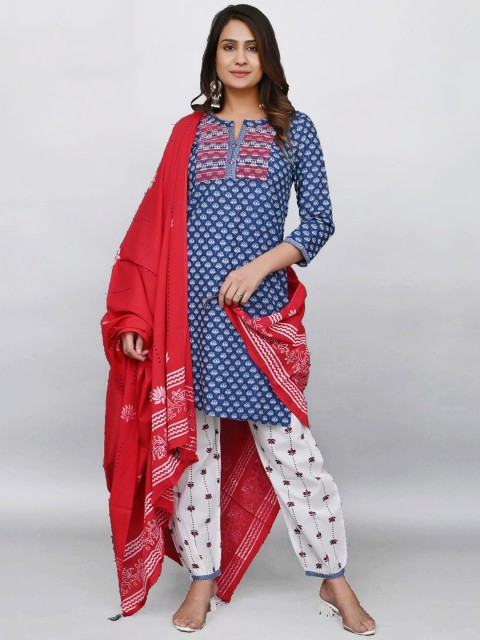 PRAKRTEE Women Blue Ethnic Motifs Printed Pure Cotton Kurta with Trousers & With Dupatta
PRAKRTEE Women Blue Ethnic Motifs Printed Pure Cotton Kurta with Trousers & With Dupatta
