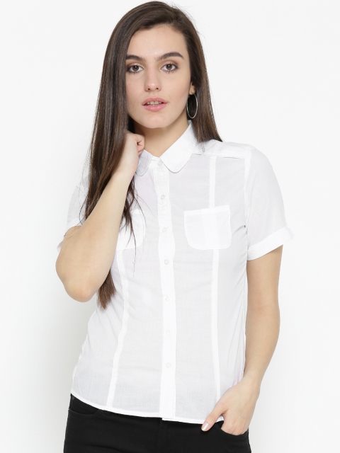 U&F Women White Solid Casual Shirt
