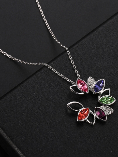Designs By Jewels Galaxy Rhodium-Plated Silver-Toned & Pink Crystals-Studded Pendant With Swarovski Chain
Designs By Jewels Galaxy Rhodium-Plated Silver-Toned & Pink Crystals-Studded Pendant With Swarovski Chain