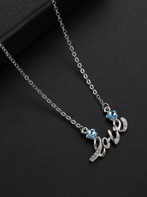 Designs By Jewels Galaxy Rhodium-Plated Blue & White CZ Studded Pendant With Link Chain, Silver
Designs By Jewels Galaxy Rhodium-Plated Blue & White CZ Studded Pendant With Link Chain, Silver