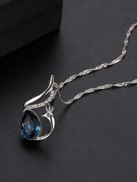 Designs By Jewels Galaxy Rhodium-Plated & Navy Blue CZ Studded Pendant With Chain
Designs By Jewels Galaxy Rhodium-Plated & Navy Blue CZ Studded Pendant With Chain