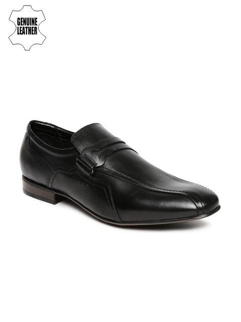 Ruosh Work Men Black Genuine Leather Semiformal Loafers