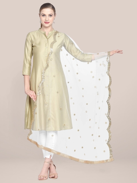 Dupatta Bazaar White & Gold-Toned Ethnic Motifs Embroidered Dupatta with Beads and Stones
Dupatta Bazaar White & Gold-Toned Ethnic Motifs Embroidered Dupatta with Beads and Stones