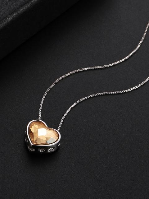 Jewels Galaxy Rhodium-Plated & Silver-Toned Yellow Crystal Stone Studded Pendant with Chain
Jewels Galaxy Rhodium-Plated & Silver-Toned Yellow Crystal Stone Studded Pendant with Chain