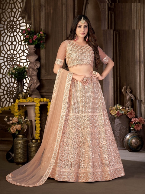 ODETTE Peach-Coloured & Gold-Toned Embroidered Sequinned Semi-Stitched Lehenga & Unstitched Blouse With Dupatta
ODETTE Peach-Coloured & Gold-Toned Embroidered Sequinned Semi-Stitched Lehenga & Unstitched Blouse With Dupatta