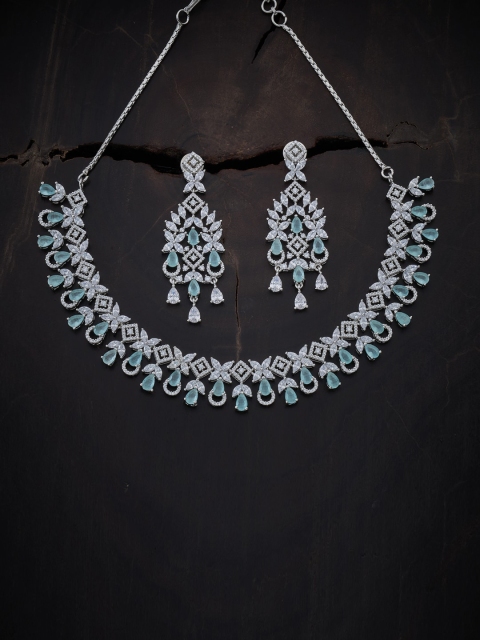 Kushal's Fashion Jewellery Rhodium-Plated Silver-Toned & Sea Green CZ Stone-Studded Jewellery Set
Kushal's Fashion Jewellery Rhodium-Plated Silver-Toned & Sea Green CZ Stone-Studded Jewellery Set