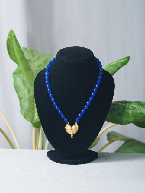 Unnati Silks Blue & Gold-Toned Amravati Pearls Necklace
