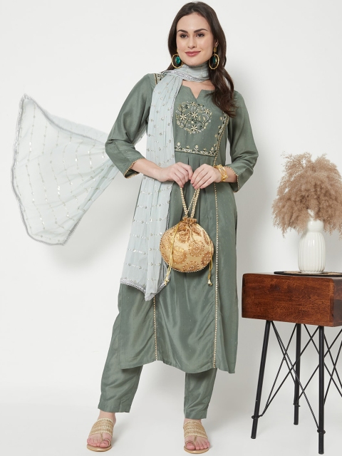 HEEPOSH Women Sea Green Floral Embroidered Gotta Patti Kurta with Trousers & With Dupatta
HEEPOSH Women Sea Green Floral Embroidered Gotta Patti Kurta with Trousers & With Dupatta