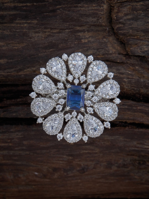 Kushal's Fashion Jewellery Women Rhodium-Plated Blue CZ Studded Adjustable Finger Ring, Silver
Kushal's Fashion Jewellery Women Rhodium-Plated Blue CZ Studded Adjustable Finger Ring, Silver