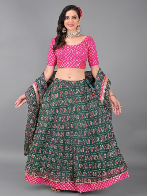 Apratim Green & Pink Embellished Ikat Ready to Wear Lehenga & Unstitched Blouse With Dupatta
Apratim Green & Pink Embellished Ikat Ready to Wear Lehenga & Unstitched Blouse With Dupatta