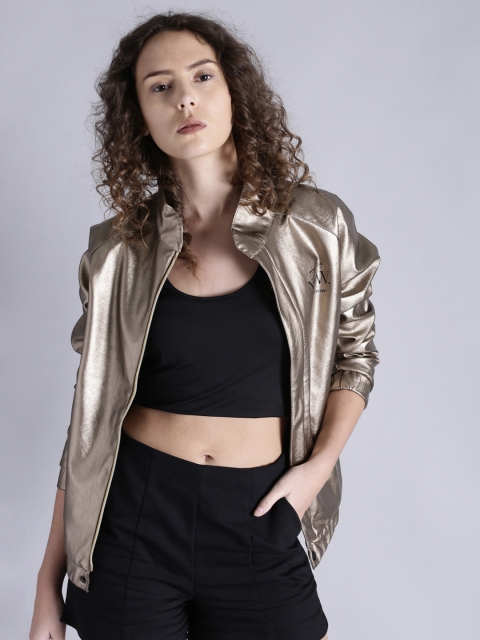 Kook N Keech Women Copper-Toned Solid Bomber Jacket