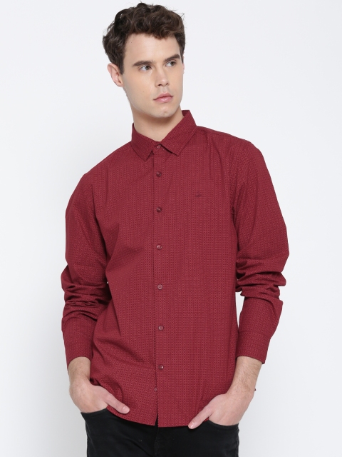 United Colors of Benetton Men Maroon Slim Fit Printed Casual Shirt