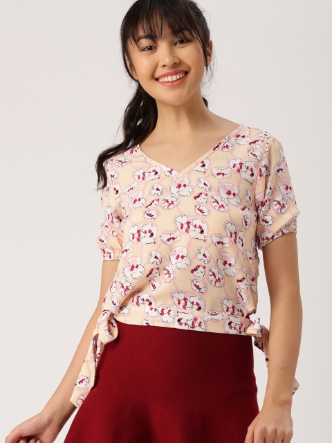 DressBerry Women Cream-Coloured Printed Top