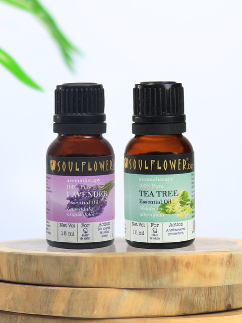 Soulflower Pack of 2 Lavender & Tea Tree Essential Oil For Acne Prone Skin and Pimples 15ml each, Multi
Soulflower Pack of 2 Lavender & Tea Tree Essential Oil For Acne Prone Skin and Pimples 15ml each, Multi