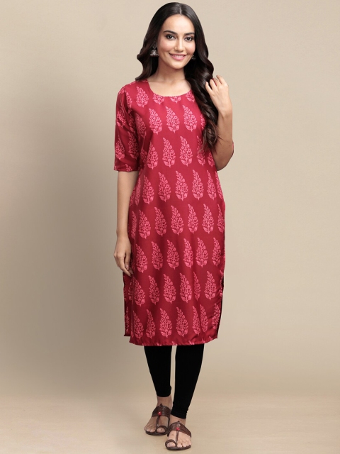 KALINI Women Pack of 4 Ethnic Motifs Printed Crepe Kurta, Red
